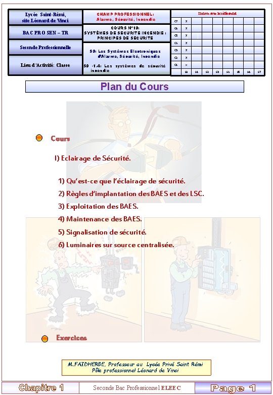 Lycée Saint-Rémi, site Léonard de Vinci CHAMP PROFESSIONNEL: Alarme, Sécurité, Incendie BAC PRO SEN