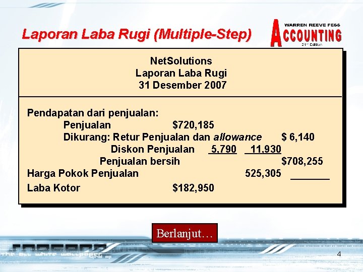 Laporan Laba Rugi (Multiple-Step) Net. Solutions Laporan Laba Rugi 31 Desember 2007 Pendapatan dari