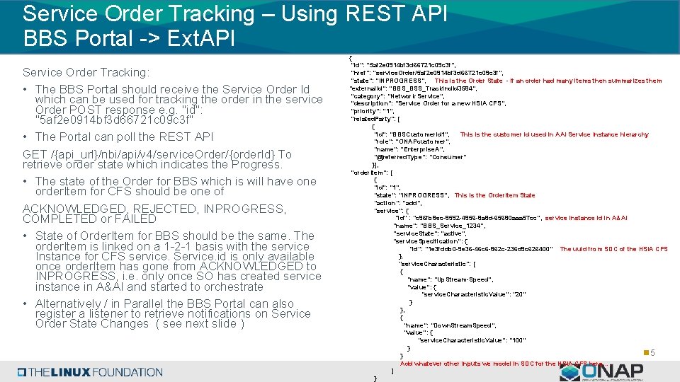 Service Order Tracking – Using REST API BBS Portal -> Ext. API Service Order