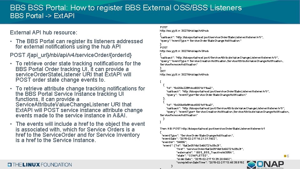 BBS BSS Portal: How to register BBS External OSS/BSS Listeners BBS Portal -> Ext.