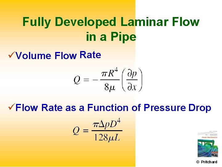 Fully Developed Laminar Flow in a Pipe Volume Flow Rate as a Function of