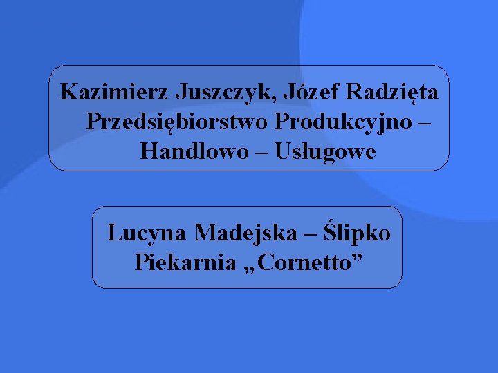 Kazimierz Juszczyk, Józef Radzięta Przedsiębiorstwo Produkcyjno – Handlowo – Usługowe Lucyna Madejska – Ślipko