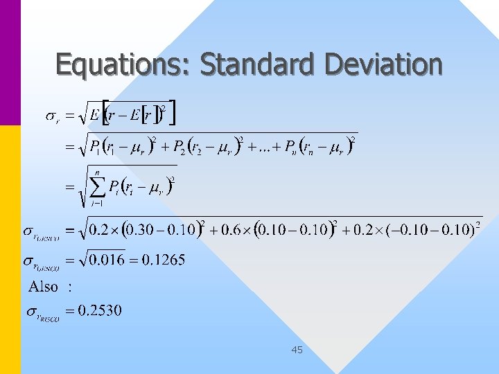 Equations: Standard Deviation 45 