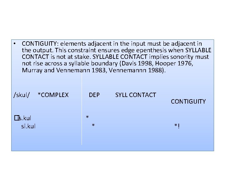  • CONTIGUITY: elements adjacent in the input must be adjacent in the output.