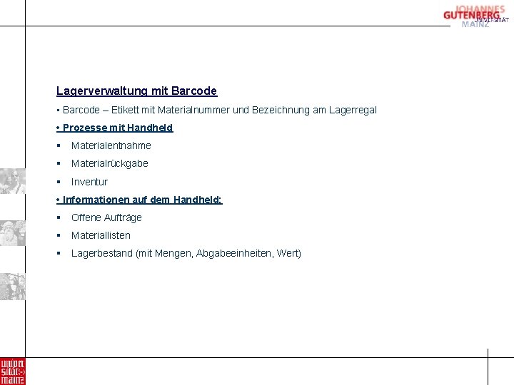 Lagerverwaltung mit Barcode • Barcode – Etikett mit Materialnummer und Bezeichnung am Lagerregal •