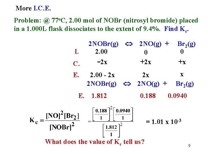 More I. C. E. Problem: @ 77 o. C, 2. 00 mol of NOBr