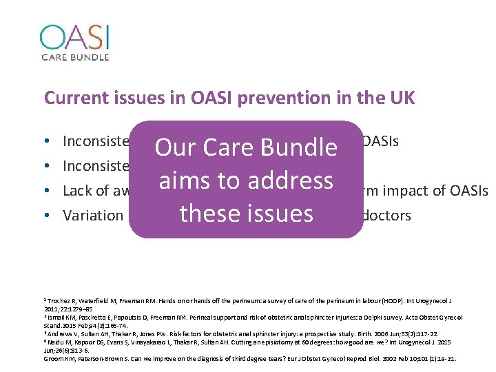 Current issues in OASI prevention in the UK • • Our Care Bundle aims