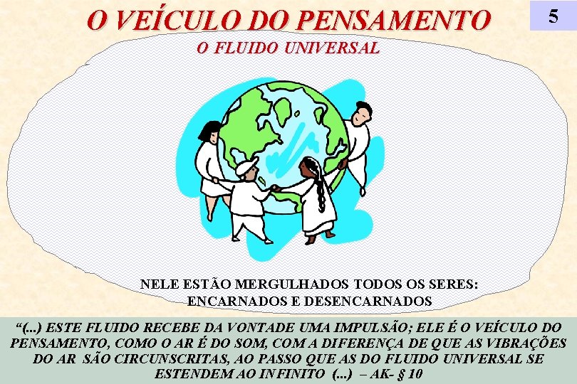 O VEÍCULO DO PENSAMENTO 5 O FLUIDO UNIVERSAL NELE ESTÃO MERGULHADOS TODOS OS SERES: