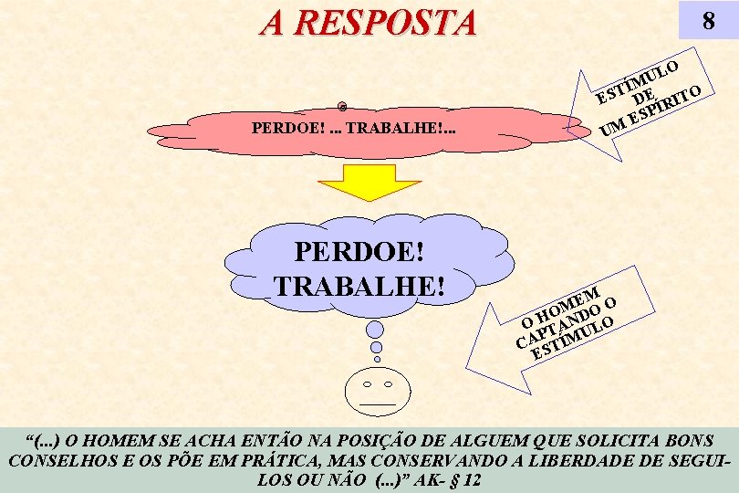 A RESPOSTA PERDOE!. . . TRABALHE!. . . PERDOE! TRABALHE! 8 LO U ÍM