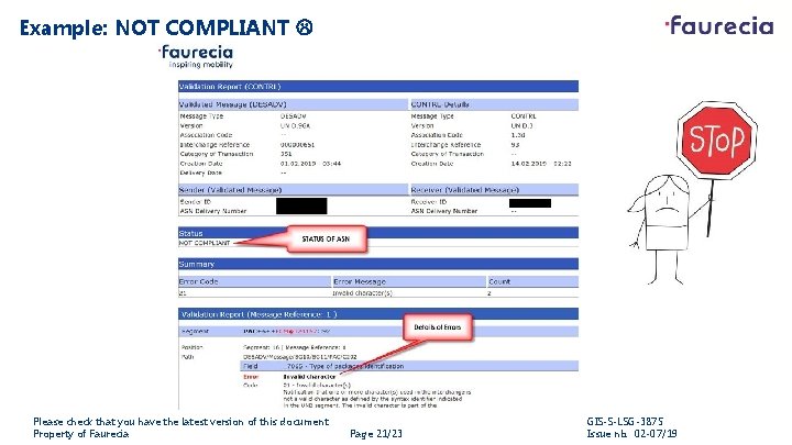Example: NOT COMPLIANT Please check that you have the latest version of this document.