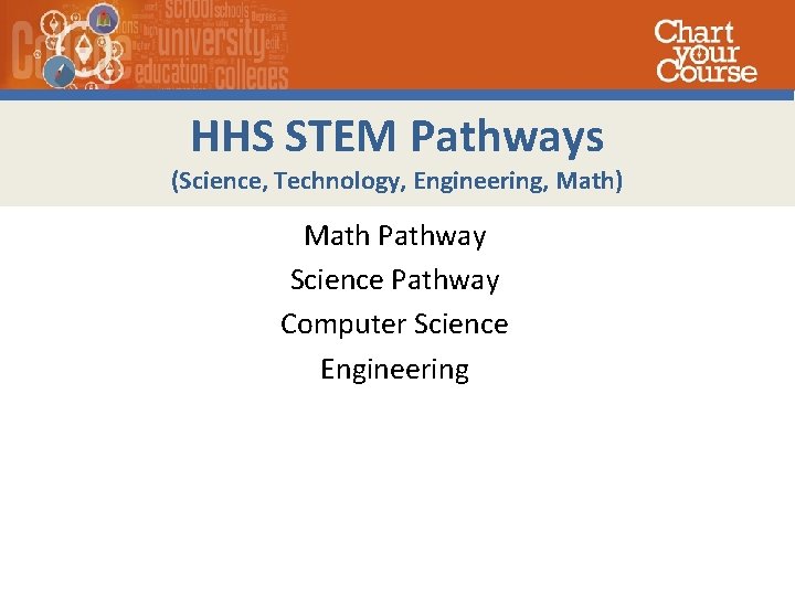HHS STEM Pathways (Science, Technology, Engineering, Math) Math Pathway Science Pathway Computer Science Engineering