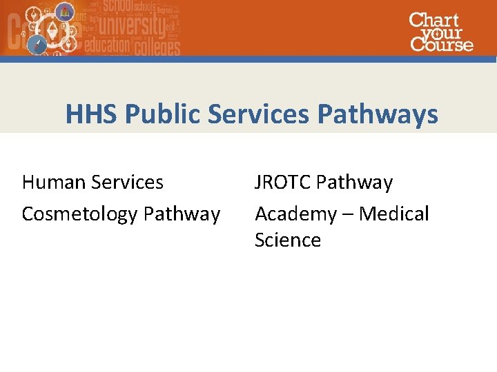 HHS Public Services Pathways Human Services Cosmetology Pathway JROTC Pathway Academy – Medical Science