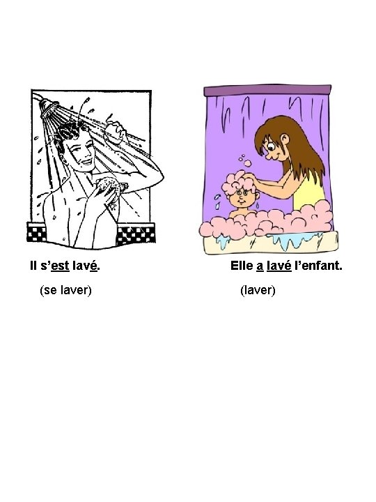 Il s’est lavé. (se laver) Elle a lavé l’enfant. (laver) 