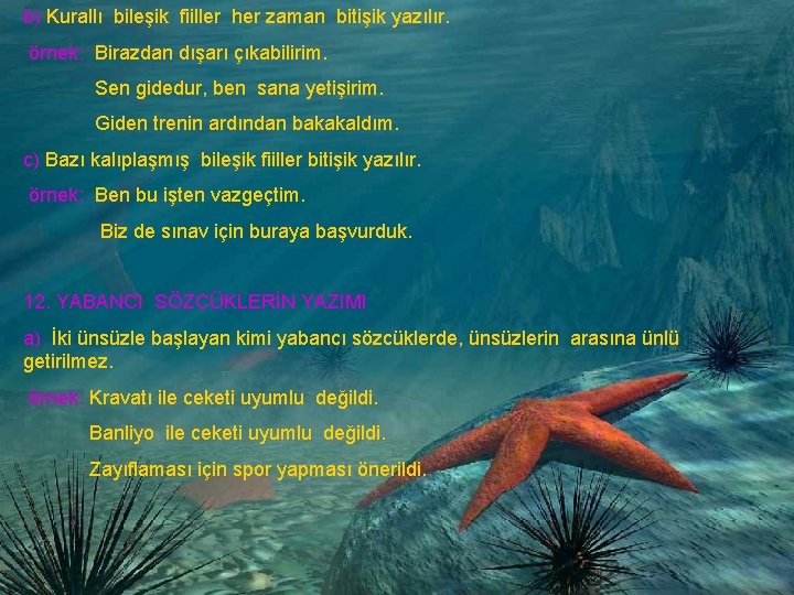 b) Kurallı bileşik fiiller her zaman bitişik yazılır. örnek: Birazdan dışarı çıkabilirim. Sen gidedur,