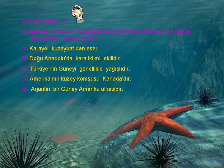 ÖRNEK SORU: 2 Aşağıdaki cümlelerin hangisinde büyük harflerin kullanımı ile ilgili bir yazım(imla) yanlışı