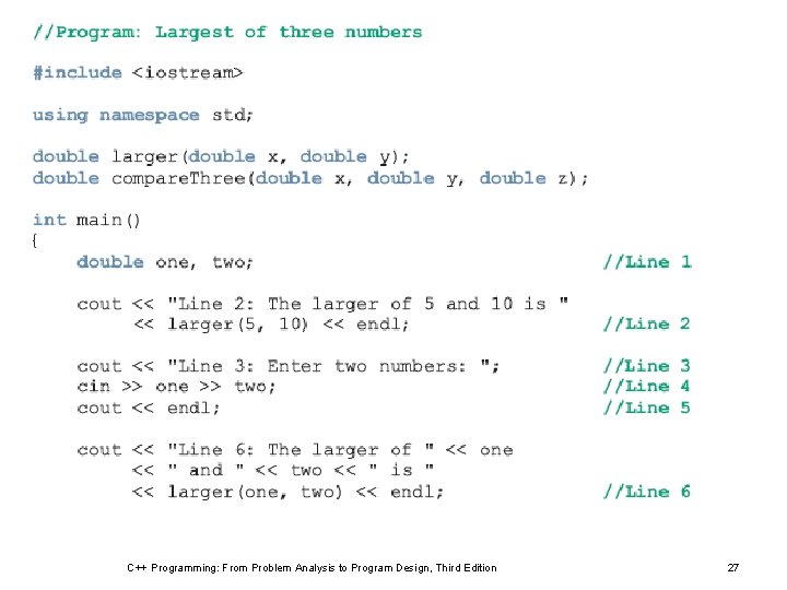 C++ Programming: From Problem Analysis to Program Design, Third Edition 27 C++ Programming: From Problem Analysis to Program Design, Third Edition 27