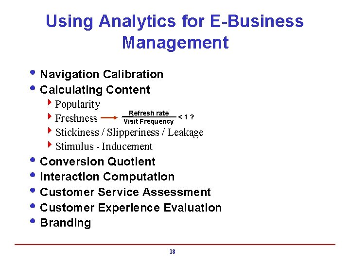 Using Analytics for E-Business Management i Navigation Calibration i Calculating Content 4 Popularity Refresh