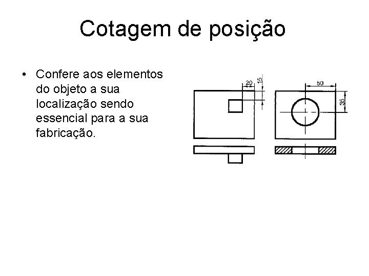 Cotagem de posição • Confere aos elementos do objeto a sua localização sendo essencial