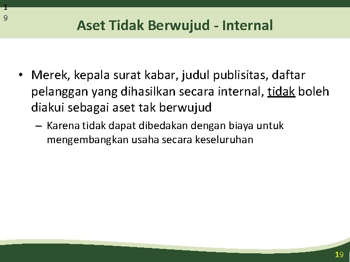 1 9 Aset Tidak Berwujud - Internal • Merek, kepala surat kabar, judul publisitas,