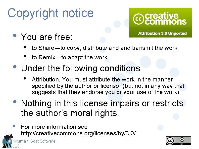 Copyright notice • You are free: • • to Share―to copy, distribute and transmit