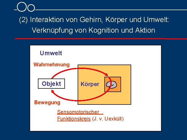 (2) Interaktion von Gehirn, Körper und Umwelt: Verknüpfung von Kognition und Aktion Umwelt Wahrnehmung