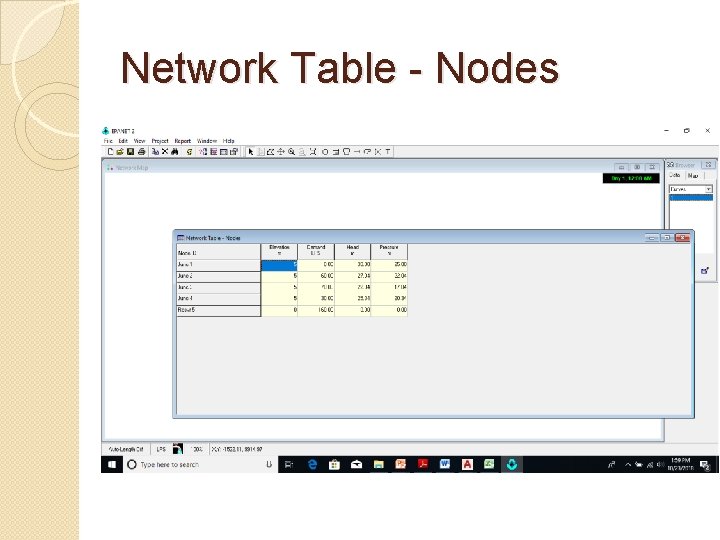 Network Table - Nodes 