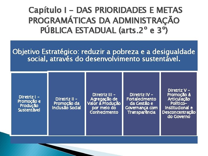 Capítulo I - DAS PRIORIDADES E METAS PROGRAMÁTICAS DA ADMINISTRAÇÃO PÚBLICA ESTADUAL (arts. 2º