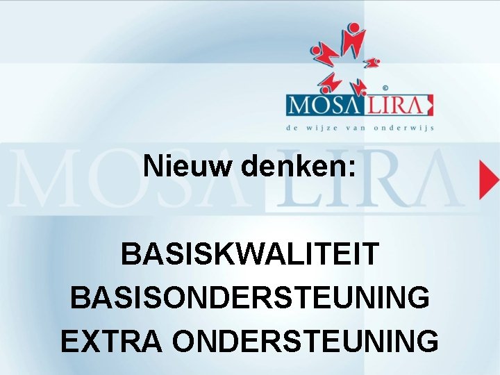 Nieuw denken: BASISKWALITEIT BASISONDERSTEUNING EXTRA ONDERSTEUNING 