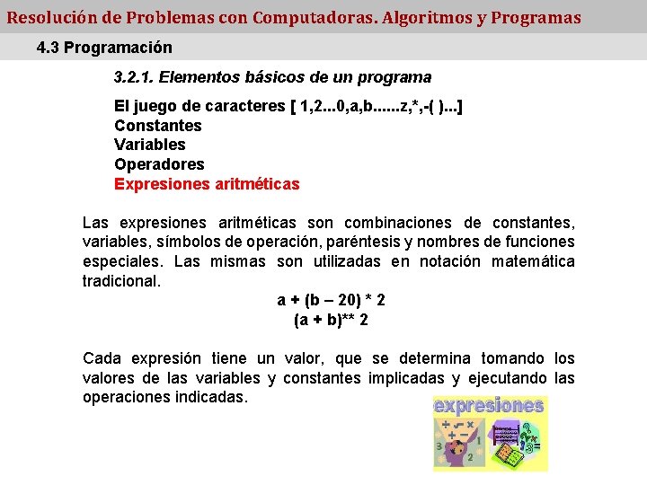 Resolución de Problemas con Computadoras. Algoritmos y Programas 4. 3 Programación 3. 2. 1.