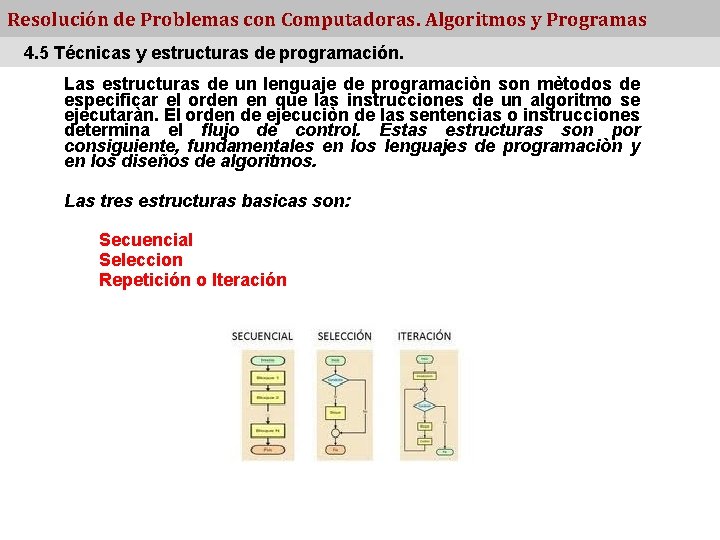 Resolución de Problemas con Computadoras. Algoritmos y Programas 4. 5 Técnicas y estructuras de