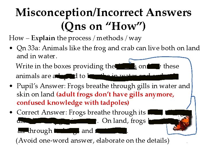 Misconception/Incorrect Answers (Qns on “How”) How – Explain the process / methods / way