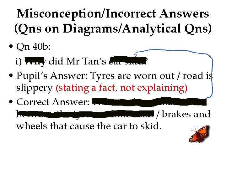 Misconception/Incorrect Answers (Qns on Diagrams/Analytical Qns) • Qn 40 b: i) Why did Mr