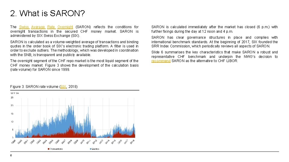 2. What is SARON? The Swiss Average Rate Overnight (SARON) reflects the conditions for