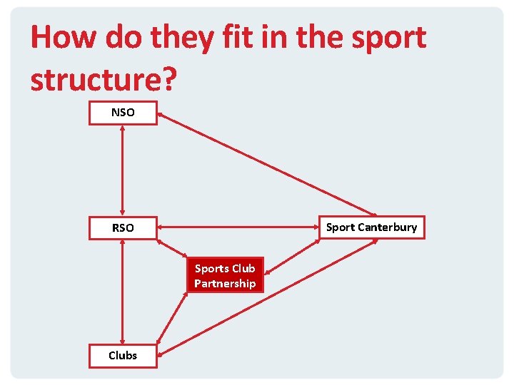 How do they fit in the sport structure? NSO Sport Canterbury RSO Sports Club