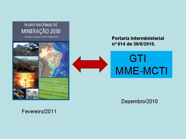 Portaria Interministerial nº 614 de 30/6/2010. GTI MME-MCTI Dezembro/2010 Fevereiro/2011 