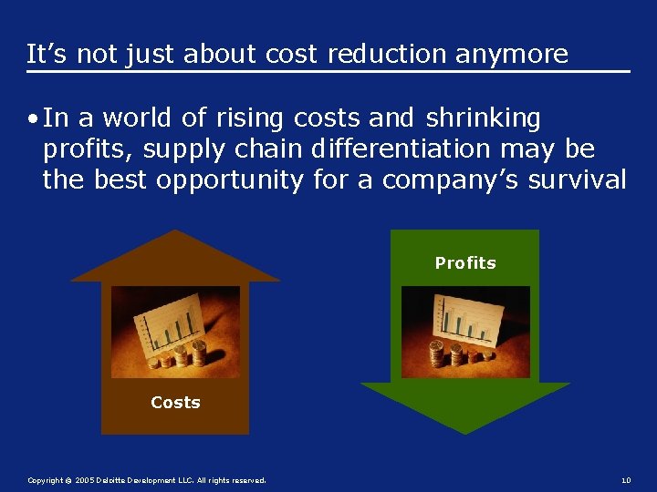 It’s not just about cost reduction anymore • In a world of rising costs