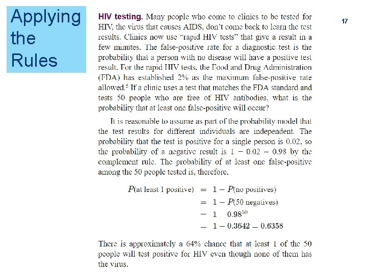 Applying the Rules 17 