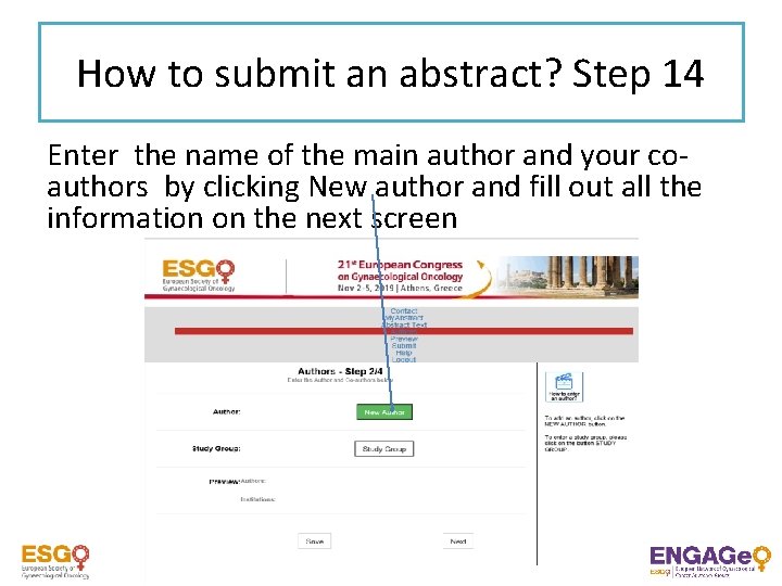 How to submit an abstract? Step 14 Enter the name of the main author