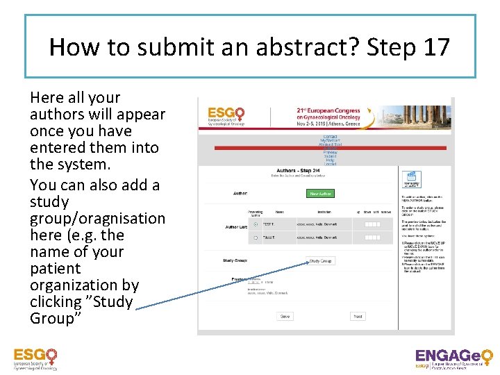 How to submit an abstract? Step 17 Here all your authors will appear once