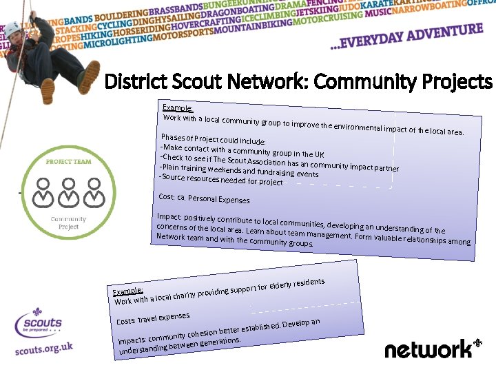 District Scout Network: Community Projects Example: Work with a local comm un ity group