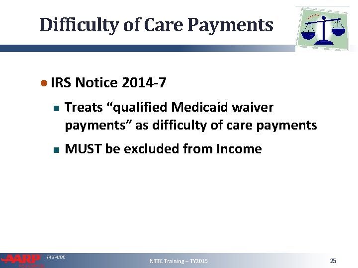 Difficulty of Care Payments ● IRS Notice 2014 -7 Treats “qualified Medicaid waiver payments”