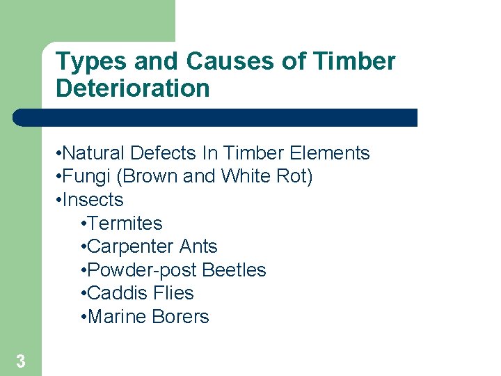Types and Causes of Timber Deterioration • Natural Defects In Timber Elements • Fungi