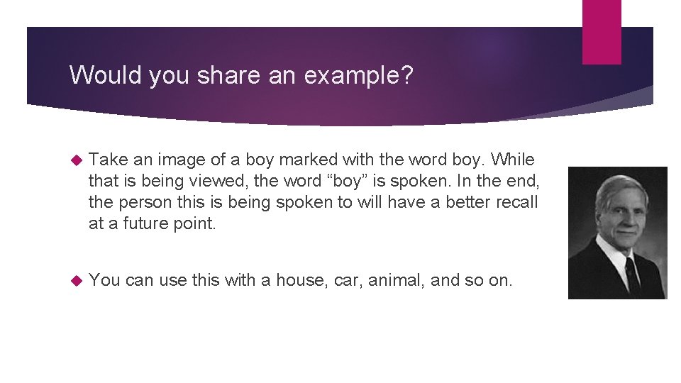 Would you share an example? Take an image of a boy marked with the