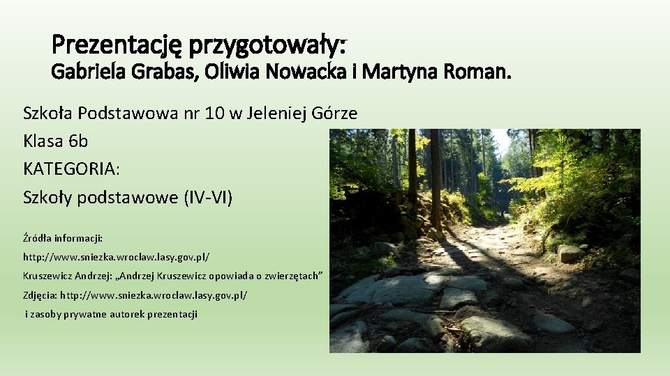 Prezentację przygotowały: Gabriela Grabas, Oliwia Nowacka i Martyna Roman. Szkoła Podstawowa nr 10 w