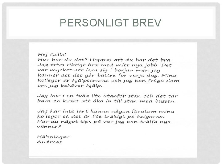 PERSONLIGT BREV 