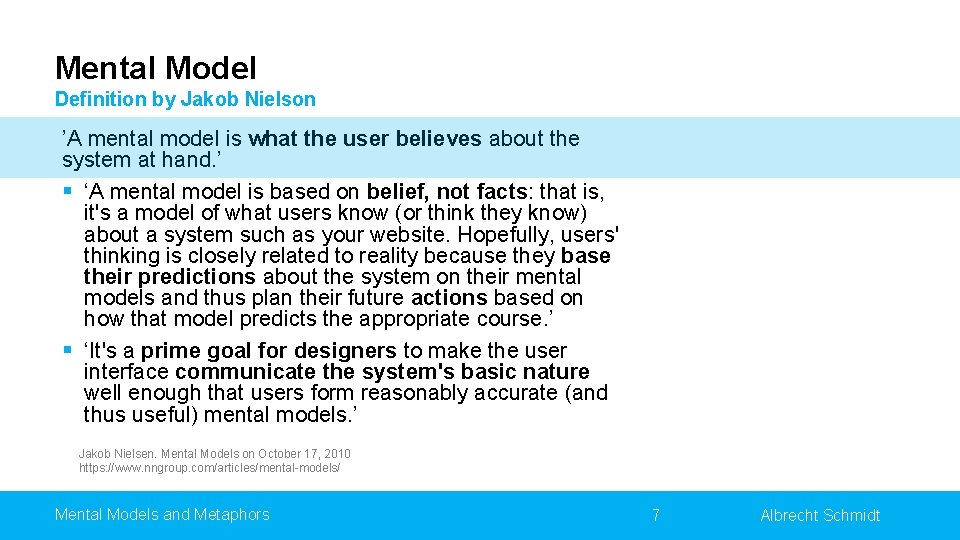Mental Modal and Metaphors 1 Albrecht Schmidt Learning