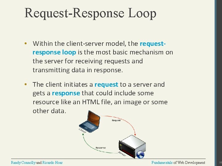 Request-Response Loop • Within the client-server model, the requestresponse loop is the most basic