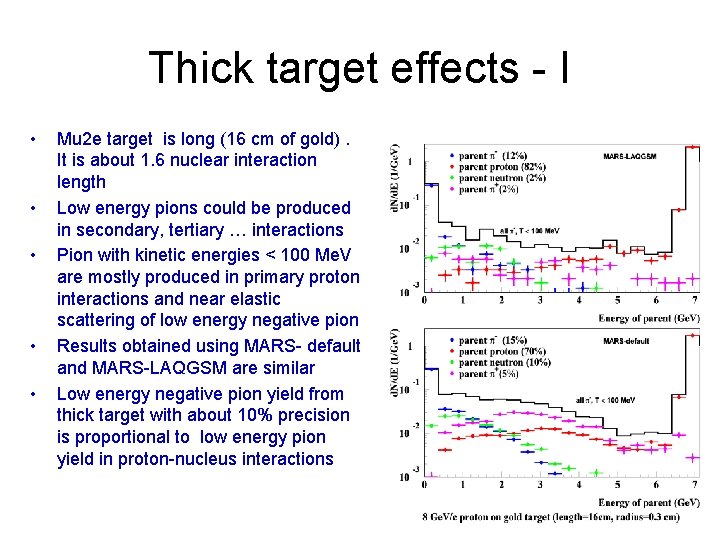 Thick target effects - I • • • Mu 2 e target is long