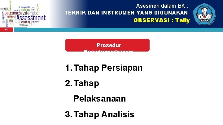 Asesmen dalam BK : TEKNIK DAN INSTRUMEN YANG DIGUNAKAN OBSERVASI : Tally 50 Prosedur