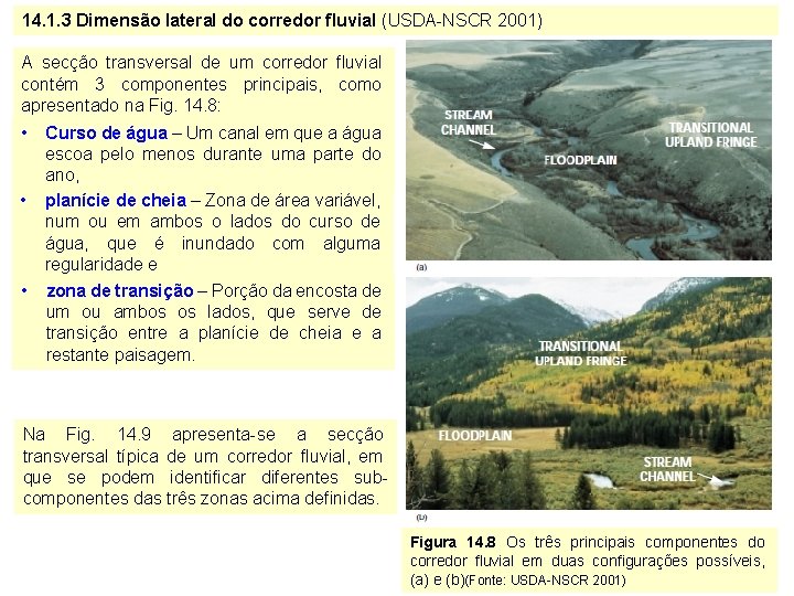 14. 1. 3 Dimensão lateral do corredor fluvial (USDA-NSCR 2001) A secção transversal de